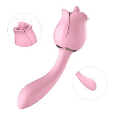 China Best Selling Real Feeling Magnetic Touch Soft Silicone Charging 9 Vibration Mode Rose Licking Tongue Vibrator For Women for sale