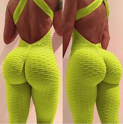 China Yoga Gym Women Jumpsuit Antibacterial One Piece Sleeveless Sports Wear Butt Lifter Fitness Clothing for sale