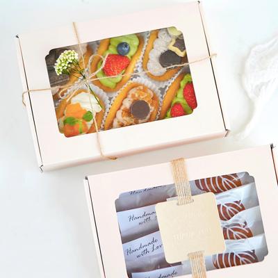 China Custom High Quality Recycled Materials Factory Sale Products Bakery Paper Boxes With Window Cake Dessert Brownie Food Packaging Box for sale