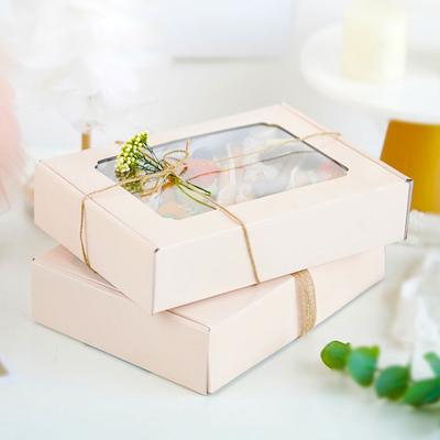 China Cheap Recycled Materials Price Custom Recycle Paper Cupcakes Edible Packaging Box Brownie Flower Cake Box With Clear Windows Packaging Boxes for sale