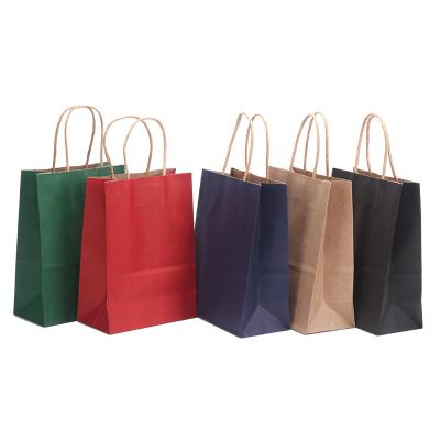 China Restaurant Takeaway Food Paper Retail Bags Recyclable Recycled Custom Logo Printed Kraft Paper Bag Premium Foldable Shopping Bag for sale