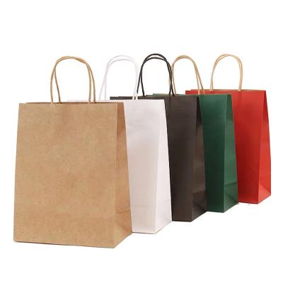 China Eco-friendly Recyclable Paper Packaging Takeaway Food Bag Retail Craft Paper Bags Customized Shopping Bags With Handle for sale