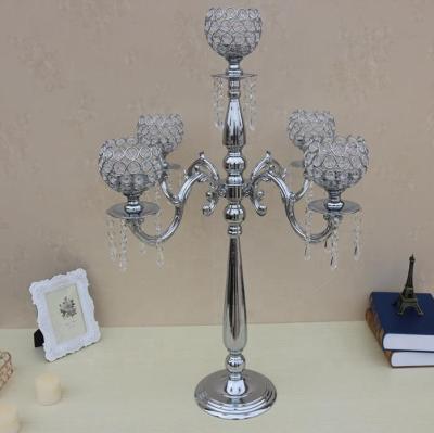 China Weddings FCR201 Glod and Silver 5am Crystal Candelabra for Wedding Centerpieces for sale