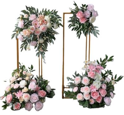 China Elegant Metal Centerpiece Stand Decoration Metal Gold Metal Display Artificial Flower for sale