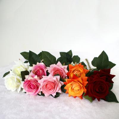 China Good quality lifelike high simulation artificial velvet rose with 2 heads for sale