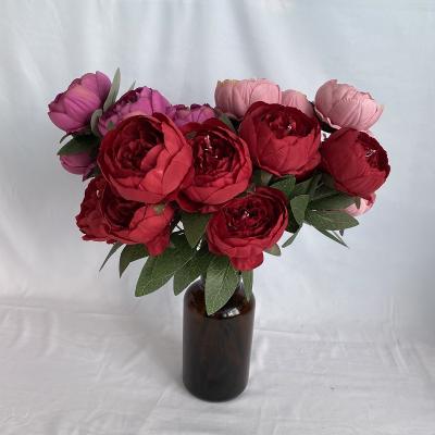 China FCR105 Wholesale Celebration Wedding Home Decorative Artificial Flowers Ties Artificial Silk Peony Flowers Bouquet for sale