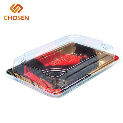 China Disposable custom cheap printed plastic food container with air holes sushi box for sale