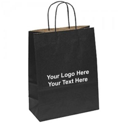 China Guangzhou Recyclable Manufacturer Custom Black Craft Paper Package Bags With Logo Text Printing for sale