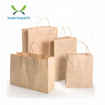 China Custom Recyclable Brown Kraft Paper Bag Take Away Fast Food Packaging Paper Bag With Logo Printed for sale