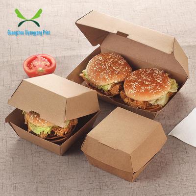 China Hot Selling Recyclable Brown Kraft Paper Hamburger Box Hamburger Box With Custom Logo for sale