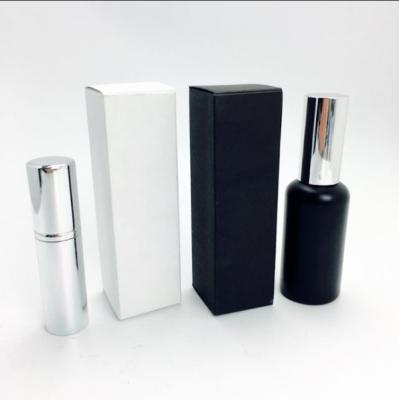 China Recycled Materials Gold Foil Logo Materials Luxury Matte Black Perfume Dropper Boxes Custom Packaging With EVA Foam Packaging Box For Perfume for sale