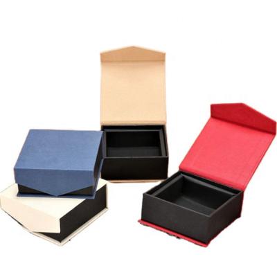 China Custom Disposable Top Grade Special Grain Paper Flip Magnet Closure Jewelry Gift Wooden Box for sale