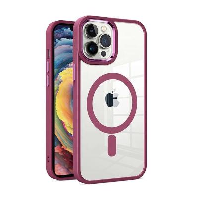 China Shockproof Strong Colorful Magnetic Snare Case For iPhone 14 Pro 13 12 Max With Metal Buttons Shockproof Protective Slim Slim Cover for sale