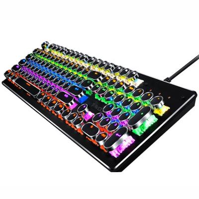 China Hot Selling Custom Plug and Play Mechanical RGB T75 Keyboard Luminous Green Axis Backlight 104 Colorful Keys Eating Chicken Gaming Keyboard for sale