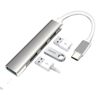 China New USB C Device Aluminum Alloy Type-C 4 to USB 3.0HUB One-to-four Left Hub to Splitter OTG Docking Station for PC Computer Accessories for sale