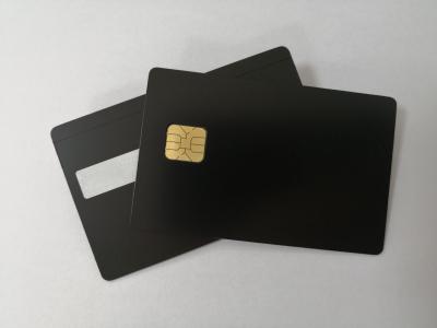 China Tarjetas de visita negras mates del metal del microprocesador grande del contacto SLE4428 con la raya magnética de 9m m en venta