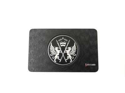 China Logotipo de encargo de CR80 Matte Black Metal Business Cards 0.8m m Debossed en venta