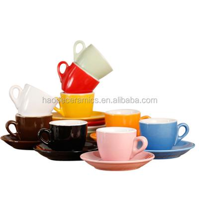 China [ZIBO HAODE CERAMIC] OEM brand sustainable stoneware glazed ceramic tea cup and saucer for sale