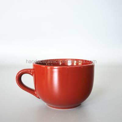 China [CERAMIC ZIBO HAODE] Design 24oz Custom Red Ceramic Soup Mug From OEM Viable Stoneware Manufacturer for sale