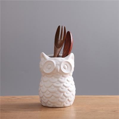 China Home& the room decor owl shape [ZIBO HAODE CERAMIC] decor&pen the ceramic holder decor home decoration for sale