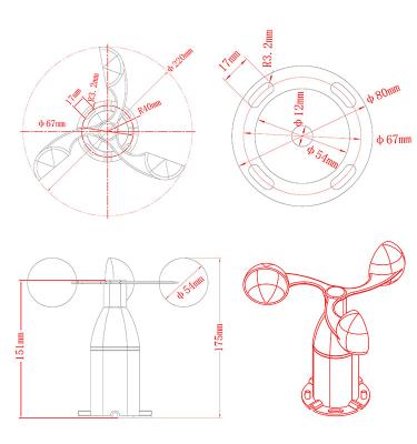 China Aluminum Alloy/Polycarbonate OSA-15 Wind Speed ​​Sensor Weather Station Accessories High Accuracy Automatic Sensor Detector for sale