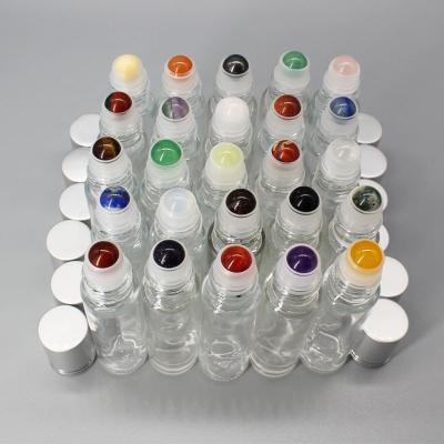 China China Custom Natural Gemstone Roller Ball For 5ml 10ml Thick Essential Oil perfume Roll On Glass Bottle for sale