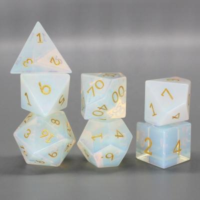 China DND Dice Game Factory wholesale dnd dice custom font and logo Opal gemstone dice set for dungeons and dragons RPG for sale