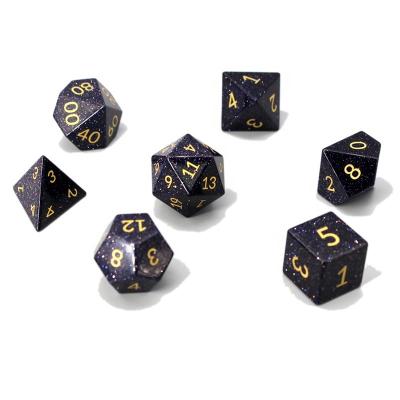 China DND Dice Game Wholesale Custom Blue sandstone Clear Gemstone Dice D6 D12 Board Game Dice D&D Gemstone Dice Set for sale