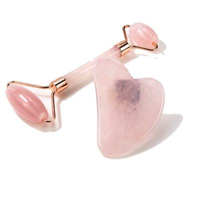 China Face Lift Factory Direct High Quality Anti Aging Facial Massage Tools Face Rose Quartz Jade Roller Gua Sha Set Pink Gift Gold Stone for sale