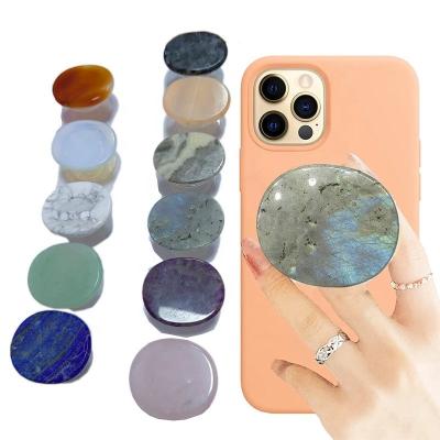 China China Wholesale Crystal Phone Grip Phone Stand Authentic Natural Gemstone Swappable Top, Expandable Collapsible Holder for Smartphone for sale