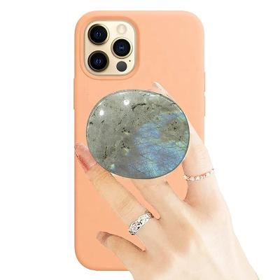 China China Wholesale flexible shock-proof desk stand mobile grip natural crystal gemstone golden phone grip holder for sale