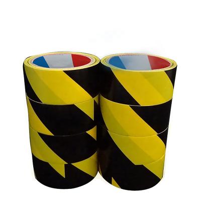 China ANTISTATIC PVC Yellow Black Magnetic Detectable Warning Barrier Floor Underground Warning Tape for sale