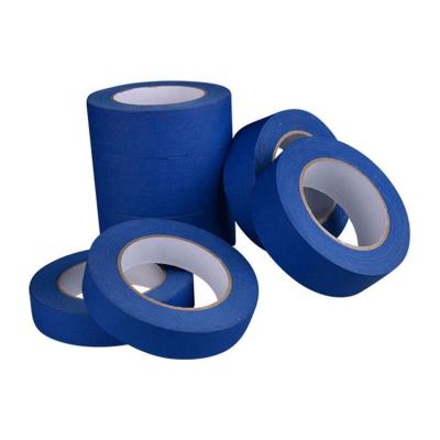 China Waterproof Automotive Car Wall Color Crepe Paper Painter Masking Tape Jumbo Masking Tape Blue Masking Roll for sale