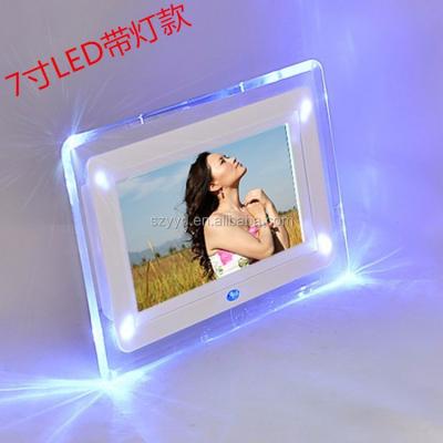 China DPF-7004L factory cheap price acrylic frame clock led light resolution 7 inch digital photo frame for sale