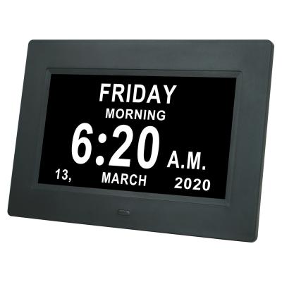 China 7 Inch Day Date Month Year Medicine Calendars Remind Desk Lock Digital Calendar Alarm Clock For Dementia Alzheimers for sale