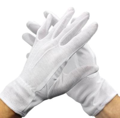 China Breathable High Quality Anti Slip Cotton Gloves PVC Dot Cotton Glove Ceremonial Gloves For Hotel for sale