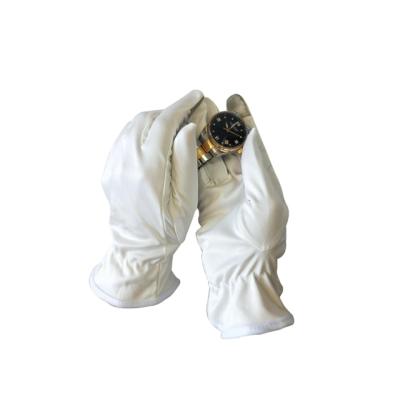 China Jewelry Sample Microfiber Polyester Dust Free White Glove For Jewelry for sale