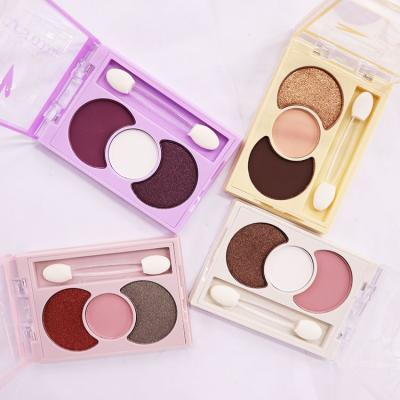 China 3 Colors Grid Square Eyeshadow Palette Private Label Makeup Waterproof Custom High Quality Eyeshadow Palette Shiny Square Palette for sale