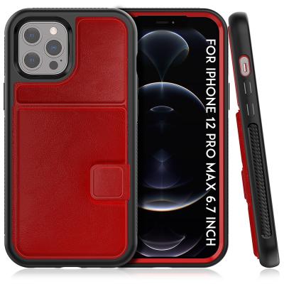 China Magnetic Leather Card Case for iPhone 12 pro max for iPhone 12 max pro case book card slot flip leather cover high quality for sale