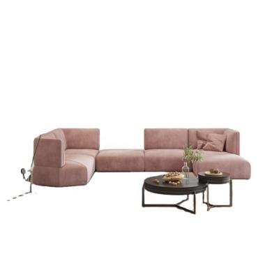 China Italian minimalist dirty pink L shape adjustable new industrial style Italian luxury sofa (height) for sale