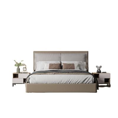 China Modern Eye-durable Custom Modern Minimalist Luxury Leather Bed for sale