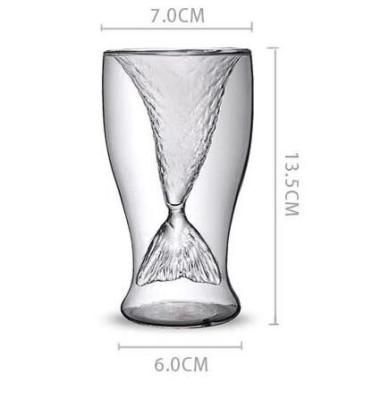 China Transhome Mermaid Glass 100ml Vodka Shot Glass Cup Beer Mug Creative Novelty Crystal Double Wall Transparent Mermaid Sho for sale