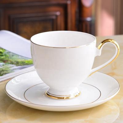 China Amazon hotsale custom stocked logo tea cups gold rim simple tea cups and saucers sets stylish coffee cups for sale