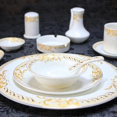 China Disposable Porcelain Turkish Ceramic Dinnerware Set Custom Made Dishes And Bowl For Hotel for sale