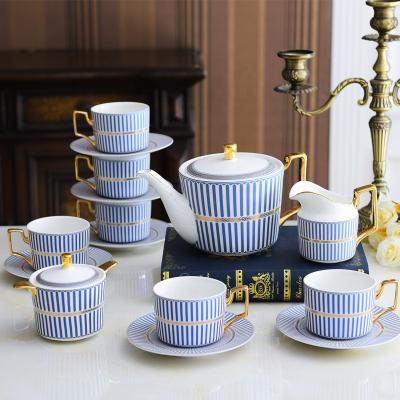 China Viable Bone China Coffee Set 15pcs Royal Ceramic Tea Cups Teapot Set for sale