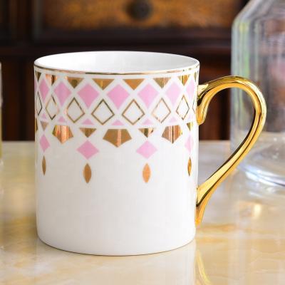 China Drop Shipping Viable Bone China Coffee Mug With Gold Handle Custom Printing Coffee Mugs for sale