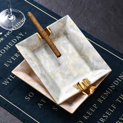 China Fasion Ceramic Marble Ashtray Custom Printing Porcelain Cigar Ashtray For Hotel for sale