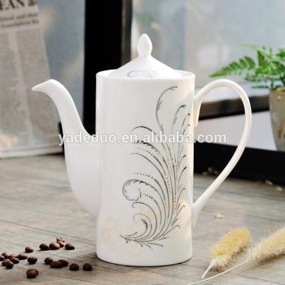 China Viable Ceramic Cold Pot Large Capacity Porcelain Water Bottles Hotel Coffee Floral Painting Jug for sale