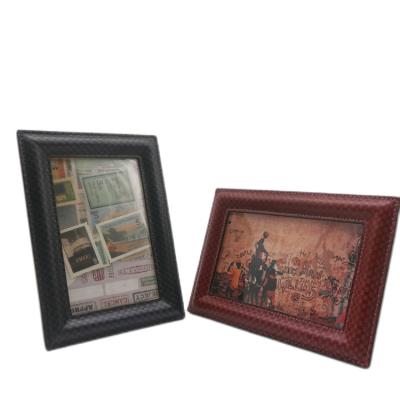 China Creative Modern Elegant Light Luxury Wooden Picture Frame Decoration Room Home Leather Pattern Decoration Soft Picture Frame for sale