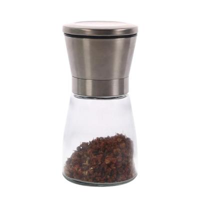 China Sustainable Short Glass Salt And Pepper Shakers , Premium Stainless Steel Pepper And Salt Mill for sale